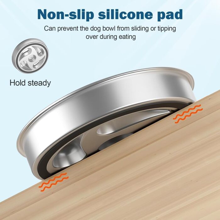 Миска для собак зі нержавіючої сталі, Slow Feeder, Ø 21 см, протиковзна, для повільного годування, проти запобігання поглинання, для полегшення травлення, проти газоутворення, колір 1