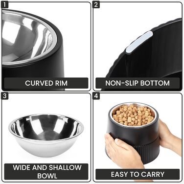 Станція для годування Belle Vous з висувними мисками для собак - 400 мл, миска з нержавіючої сталі з антиковзним підйомником - для великих/маленьких/середніх собак та котів