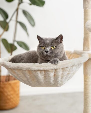 Лежанка для кота з м'якого плюшу для когтеточки, Ø 40 см, глибина 25 см, зручна ліжечка для будь-якого когтеточки з різьбленням M8, міцний металевий каркас для котів будь-якого розміру, (глибина 15 см, Бежевий)