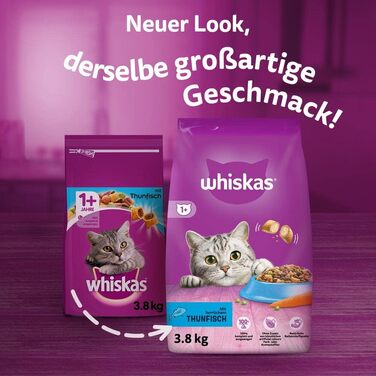Сухий корм для дорослих котів Whiskas з тунцем, 7 кг (набір з 3 пакувань по 3.8 кг)