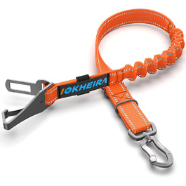 Ремінь безпеки для собак IOKHEIRA, регульований, для автомобіля, універсальний з'єднувач, оранжевий