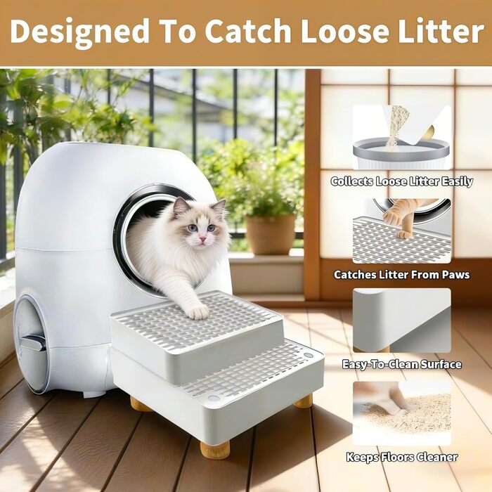 Сходи для котів Katzenklo Treppe Doppelstufig з фільтром для лотка: Рампа для кошенят та літніх котів, нековзка, легко миється