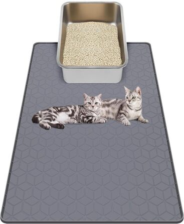 Килимок для котячого туалету Kalolary великий, силіконовий, сірий (86x56 см)