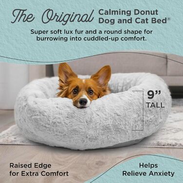 Круглий лежак для тварин Sheri The Original Calming Donut Lux - Сірий, 76 x 76 см