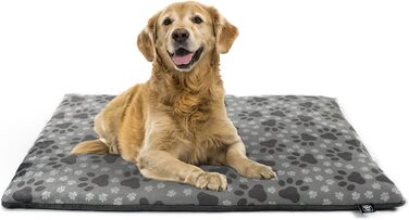 Лежак-мат для собак HS-Hundebett XS 45x65 см, двосторонній, з наповнювачем 3 см, сірий з лапкою, для дивана, авто і переноски, вироблено в Німеччині