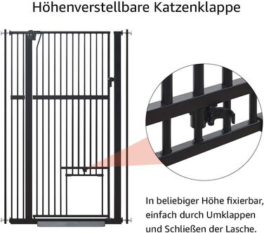 Кітниця UniPaws для дверей, 142 см, з дверцятами для котів, ширина 95–105 см, для собак та котів, для сходів та дверей, білий колір (чорний, ширина 79-95 см)