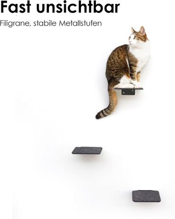 Котяча сходинка LucyBalu® STEPS XL для стіни, 3 штуки, антрацит, антиковзка, для котів до 10 кг, внутрішня/зовнішня, 24x20 см