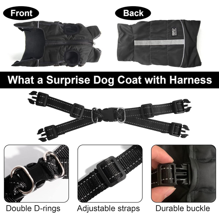 Водонепроникний теплий зимовий одяг для собак: куртка з отвором для повідка, для чихуахуа, французького бульдога, малих та середніх порід