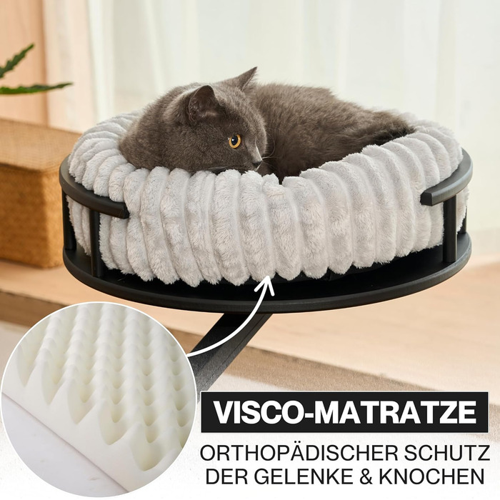 Кішка лежанка Noviclass® LEVI | Платформа для котів | Для столу та підвіконня | 2 лежанки | Cord-дизайн сірий | Міцна та сучасна