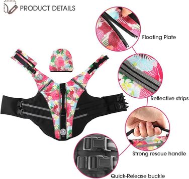 Жилет для собак Французький бульдог з світловідбиваючими смугами, плаваючий жилет для собак, для купання та катання на човні (обхват грудей: 43.2 - 76.2 см, вага: 7.7 - 12.7 кг) M (обхват грудей: 43.2 - 76.2 см)