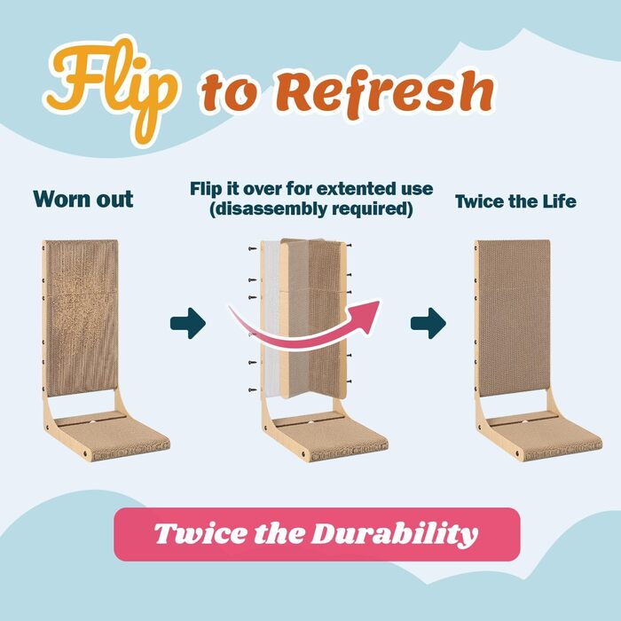 Кігтеточки для котів Zakkart (2 шт.), 65.6 см, картон, L-подібної форми, вертикальні, для дому, великі