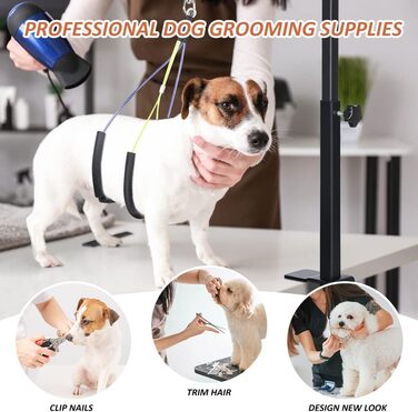 Регульований підлокітник для грумінгу собак з кліпсою, стіл для грумінгу з двома фіксаторами та шлейкою-гамаком, складаний аксесуар для догляду за тваринами для маленьких та середніх собак