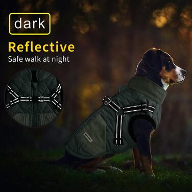 Зимовий теплий одяг для собак Mosucoirl: водонепроникна куртка з відбиваючими елементами, для маленьких, середніх та великих собак, колір зелений, розмір L