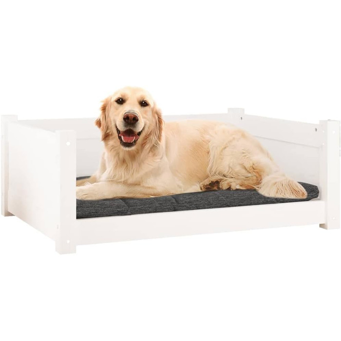 Ляжка для собак, біла, 75,5x55,5x28 см, з масиву сосни, корзина для собак, собаче ліжко, vidaXL