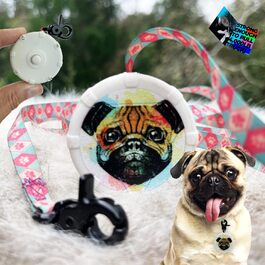 Pug Life портативний міні-повідок для собак, регульований, 101,6 см, легкий і міцний, з висувним карабіном, для прогулянок, тренувань і пригод, зручна ручка