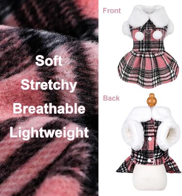 Теплий зимовий пуловер для собак, фліс, розмір XXS, для дівчаток та хлопчиків, з кільцем D, картатий, теплий одяг для маленьких собак