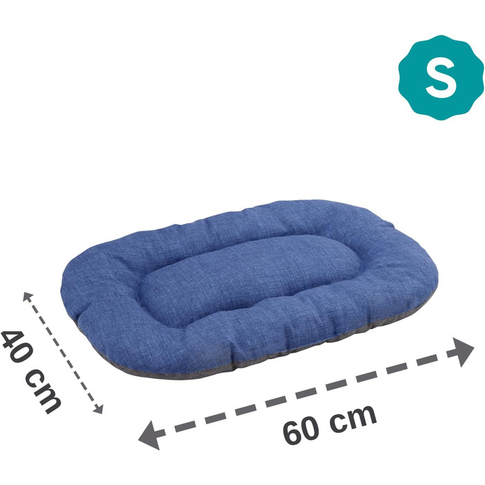 Подушка для собак та котів Baroni Home, 40x60x7 см, Doubleface, сірий та блакитний, розмір S