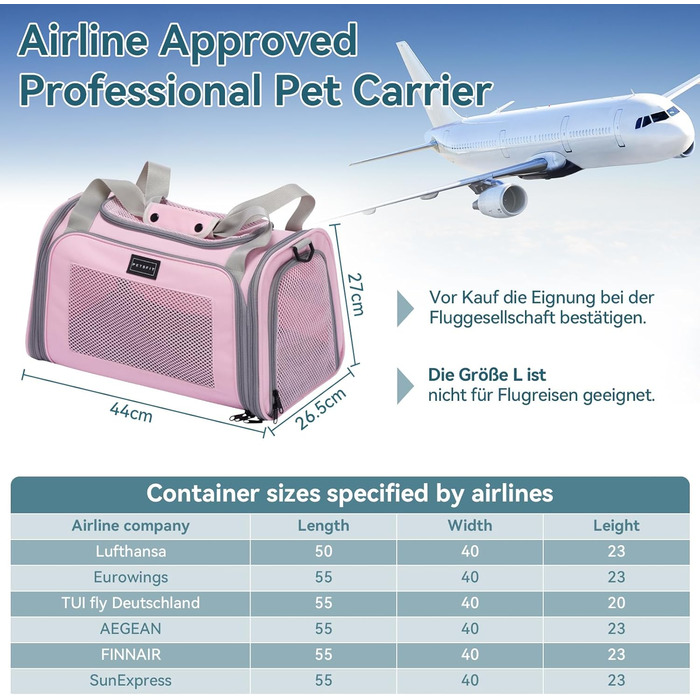 Транспортна переноска для котів та маленьких собак Petsfit, рожева, S