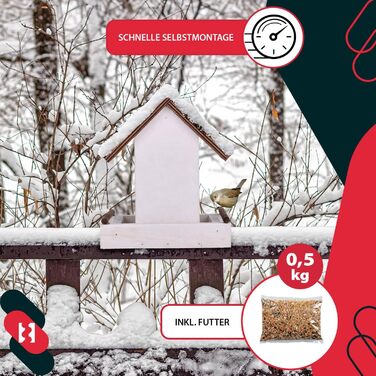 Коттарбау® годівниця для птахів зі стійкою, 310 x 1120 мм + корм 0,5 кг. Годівниця для птахів, вологостійка, для балкона, годівниця-парасолька.