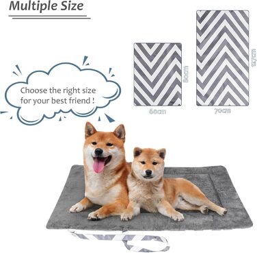 Водонепроникний килимок для котів та собак Kritter Planet, складаний, миючий, для відпочинку на природі, у подорожах, кемпінгу. Маленький/середній, 80 x 60 см (сірий хвилястий)