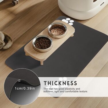 Килимок під миски для котів та собак SUKUTU, чорний, 40x60 см, неслизький, швидковисихаючий