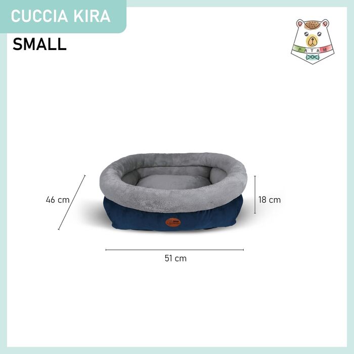 Кіжувалля для собак та котів Kira - м'яке, з антиковзаючою основою, знімне, машинне прання, блакитний, 51x46x18 см