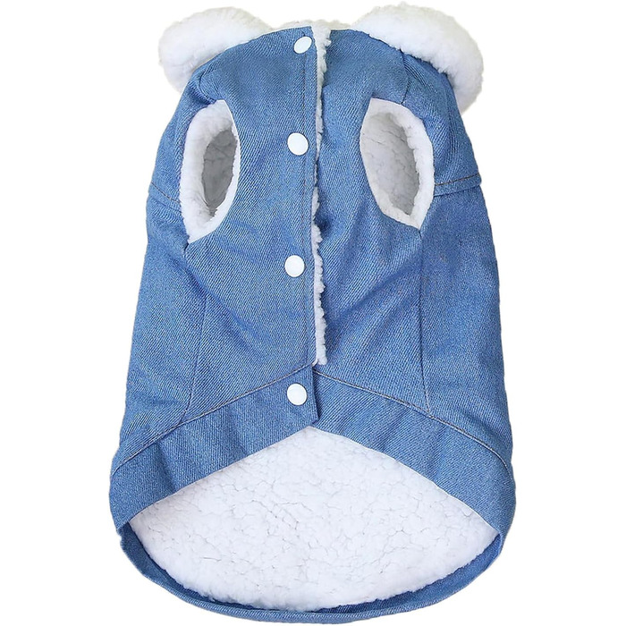 Зунеа Тепла джинсова куртка для собак, утеплена флісом, для маленьких та середніх порід, з кільцем D, тепла жилетка для холодної погоди, одяг для цуценят, такса, темно-синій, розмір (4XL, світло-синій)