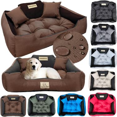 Крісло-ліжко для собак великих порід King Dog: миється, водонепроникне, з можливістю персоналізації (колір: коричневий, розмір M 75x65 см)