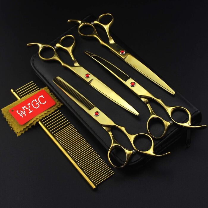 Набір професійних ножиць для грумінгу WYGC для собак, котів та інших тварин. З нержавіючої сталі, з гребінцем для чищення.