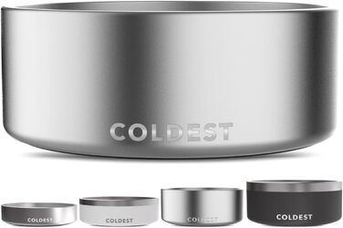 Миска для собак і котів Coldest, нержавіюча сталь, не ковзає, 1,8 л, для корму і води, полірована