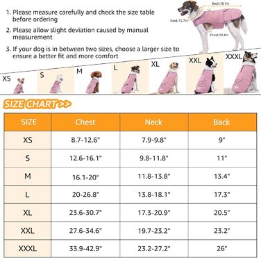 Водонепроникний теплий зимовий одяг для собак iBuddy - тепла флісова жилетка, відбиваючий елементи, регульований, для великих собак, рожевий, розмір L