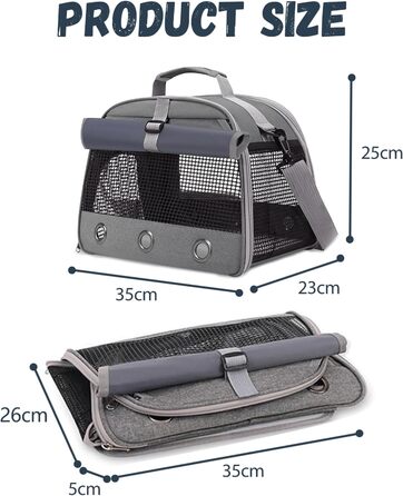 Транспортна переноска для кота, кролика, хом'яка, морської свинки, сіра. Зручна, складна, дихаюча переноска для тварин