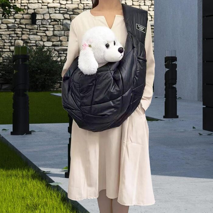 Чорна переноска для собак та котів, зимова, з м'яким ременем, сумка-переноска для маленьких тварин