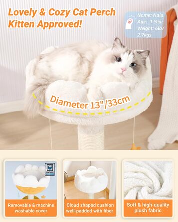 Котячий комплекс Happi N Pets 56 см – когтеточка з ліжком, платформою, натуральний сизаль, підвісні іграшки, стійкий котячий будиночок