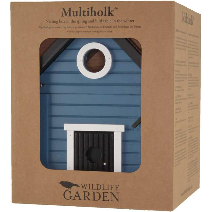 Будиночок для птахів Wildlife Garden WG118 Multiholk Blaues Haus – дерев'яна комбінована годівниця та гніздівля