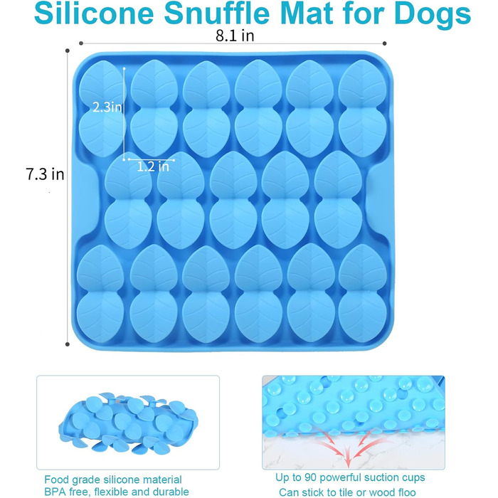 Килимок для собак VOOWO, силіконовий килимок-нюхалка, миска-повільний годівник для собак, килимок для годування собак, повільний годівник, килимок-нюхалка для маленьких, середніх та великих собак (блакитний, маленький)