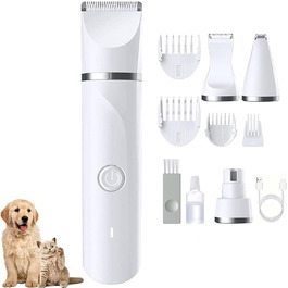 Мультитрим Про від Dr Pfoten: тиха 4-в-1 машинка для стрижки собак та котів. Набір для стрижки собак, котів, лап, очей, вух, обличчя та тіла. Акумуляторна.