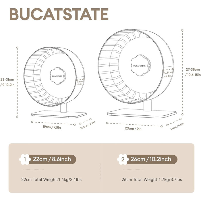 Колесо для хом'яка Bucatstate 26 см, безшумне, нековзке, для гризунів, мишей, білок, шиншил, маленьких домашніх тварин, Starlight 2.0, фіолетове