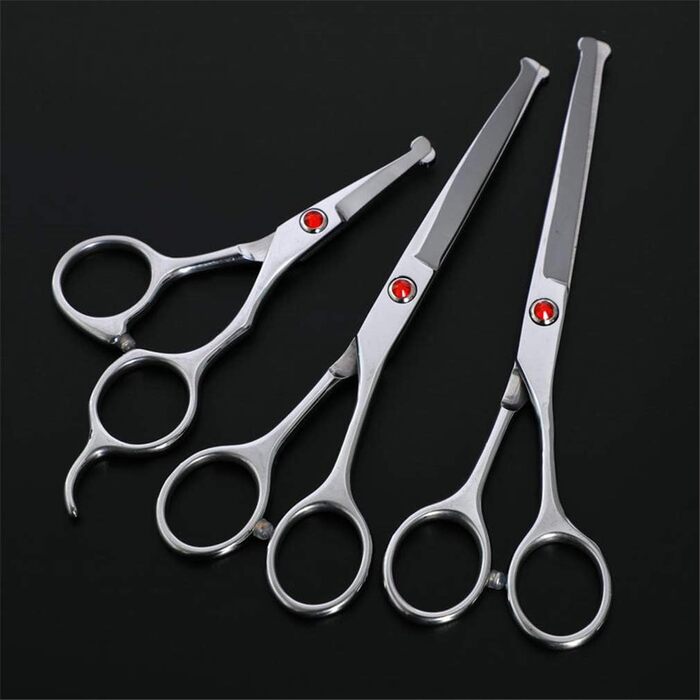 Набір професійних ножиць для грумінгу тварин: 3 шт. з нержавіючої сталі, безпечні закруглені кінчики, для собак та котів