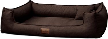 Ортопедичне ліжко для собак Tierlando® Goofy Couture з захистом для матраца, знімний чохол з меблевої тканини, для собак середніх та великих порід, розмір: 90x75 см, колір: коричневий