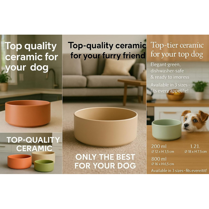 Миска для собак з кераміки, середніх порід, 800 мл, неслизька, стильна, бежева, Flamingo Eram, Ø16 x H6,5 см