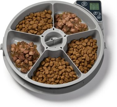 Автоматичний годівниця для котів та маленьких собак Cat Mate C500 з таймером, 5 мисок, сіра