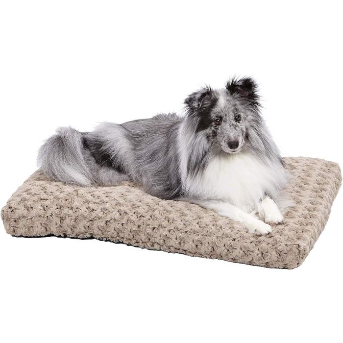 М'яке ліжко для домашніх тварин Midwest Homes for Pets QuietTime Deluxe Mocha Ombre Swirl, розмір M/L, машинне прання, антиковзаюча підкладка, для кліток 91 см (Мокко, 73 x 50 x 7 см)