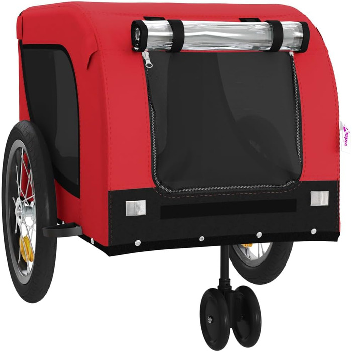 Причіп для собак Fasba: велосипедний причіп для тварин з відбивачами, прапором, червоно-чорний, оксфордська тканина та метал