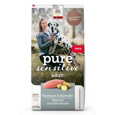 Беззерновий корм для собак MERA Pure Sensitive з індиком та картоплею, 12.5 кг