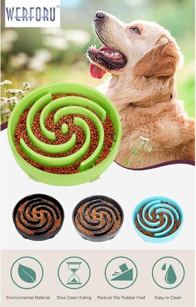 Німецький інтерактивний миска для собак, повільне годування, анти-заковтування, безпечна та довговічна, екологічна (K-grasgrün)