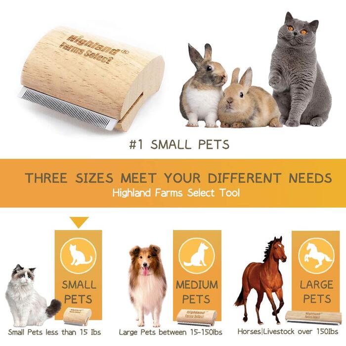 Інструмент для догляду за шерстю собак, котів та коней: ергономічна дерев'яна щітка, професійний гребінець для грумінгу, безболісний для короткої та довгої шерсті, видаляє шерсть та бруд - 6,5 см