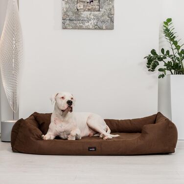 Ортопедичне ліжко для собак Tierlando® Pluto Ortho VISCO з м'якого велюру, Viscoschaum, розмір PLV5 130x100 см, колір 02 Графіт (PL3 | M+ | 90x75 см, 01 Коричневий)