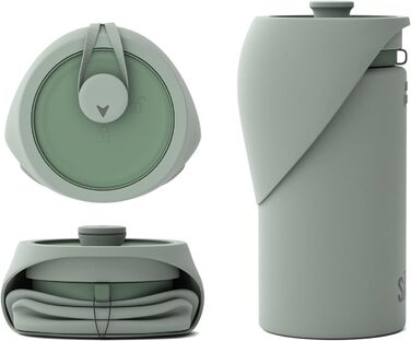 Портативна пляшка для води для собак SÄKER, 1 л, складана, для прогулянок, походів, на відкритому повітрі, як переносна миска для води, дизайн – Монреаль, 550 мл, оливковий/листяний колір для Mich (Leaf It To Me)