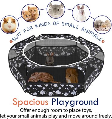 Pawaboo: вольєр для дрібних тварин, водяний, складаний, для кроликів, курей, кошенят, цуценят, хом'яків. З сіткою, блискавкою та нейлоновим дном (Magnolie)